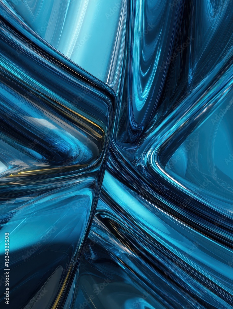 Poster abstract blue geometric shapes creating a dynamic and vibrant pattern in a modern digital artwork