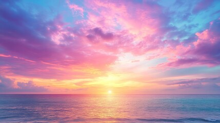 Obraz premium Vibrant sunset over pastel ocean
