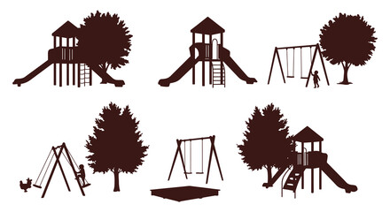 detailed professional high quality Playground Silhouettes A Collection of Outdoor Fun