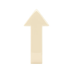 Cream arrow pointing up, direction indicator, simple design isolated on transparent background