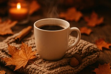 Cozy autumn coffee scene.
