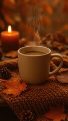 Fototapeta premium Cozy autumn coffee scene