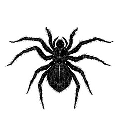 Fototapeta premium A closeup macro of a black and brown hairy spider, an arachnid, isolated on a white background