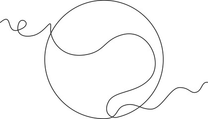 one line art Tennis Ball vector illustration. line art, one continuous line, simple, hand drawn and sketch style. for icons, symbols, signs or logos. PNG