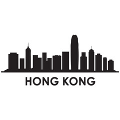 Fototapeta premium Hong Kong skyline silhouette. Black Hong Kong city. Vector black silhouette. with white background.