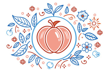 Peach in white background