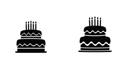 elegant modern detailed professional high quality Birthday Cakes Silhouette Style Illustration