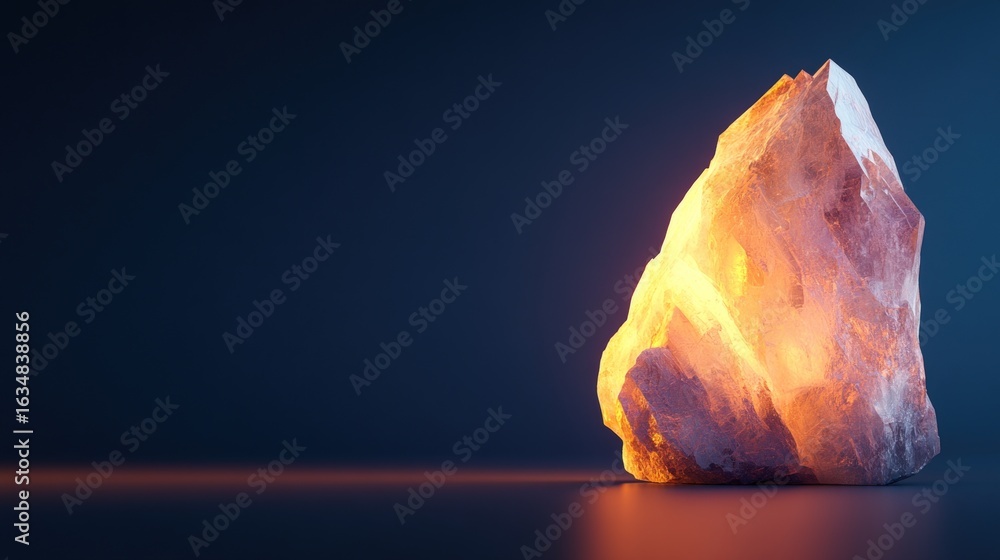 Poster raw mineral specimen on gradient background geology and science stock image