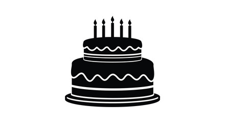 clean stylish elegant modern detailed professional high quality Birthday Cake Silhouette