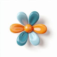 3d chamomile in a plastic cartoon style isolated on a white background