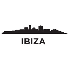 Fototapeta premium Ibiza skyline silhouette. Black Ibiza city. Vector black silhouette. with white background.