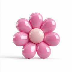 3d flower in a plastic cartoon style isolated on a white background