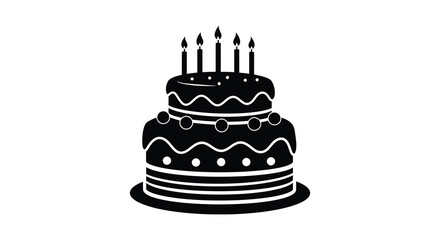 elegant modern detailed professional high quality Birthday Cake Silhouette with Candles