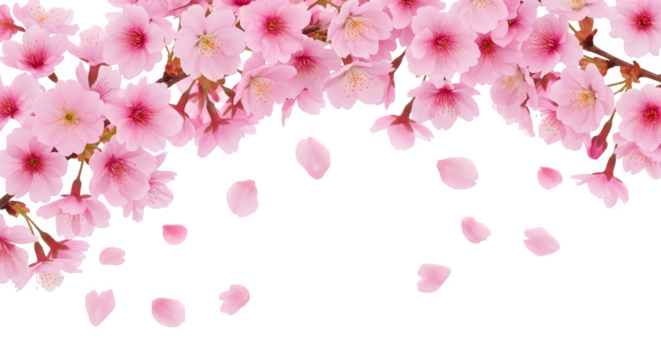 Pink cherry blossoms against a black background png, transparent, white background, ai generated, 