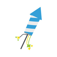 Celebratory Rocket Illustration with Blue and White Stripes for Festive Events and Holiday Cheer Featuring Sparkly Stars