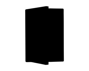 Abstract black silhouette of an open book or folder on white background