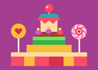 candy podium with lollipops and icing