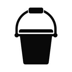 Black bucket icon isolated on a white background vector illustration for various creative projects