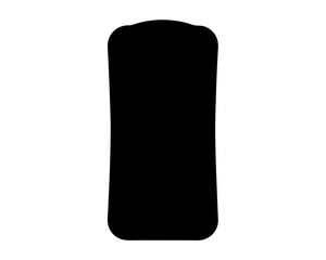 Solid black silhouette of a tombstone shape on a white background