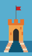 Fototapeta premium Castle Gate Podium with Flag and Stairs