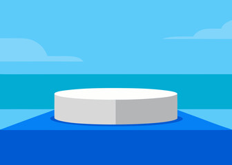 Floating Podium Above Calm Sea with Blue Sky