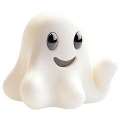 Ghostly Charm: A cheerful, minimalist illustration of a ghost, exuding an aura of playful spookiness. Its simplified form and friendly smile create a sense of whimsical joy.