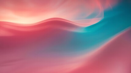 Flowing abstract waves of pink and teal soft gradient
