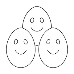 Three smiling eggs faces happy