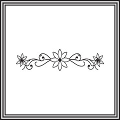 Floral Divider Line Art, Elegant Flower Border Design, Minimalist Floral Illustration for Invitations and Stationery