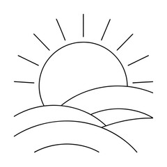 Sunrise over rolling hills rays landscape
