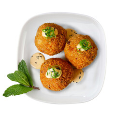 Fried meat balls with sauce
