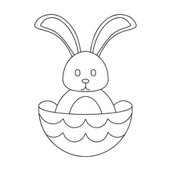Bunny sailing in egg boat rabbit
