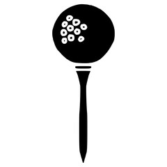 golf ball on tee hand drawn glyph illustration