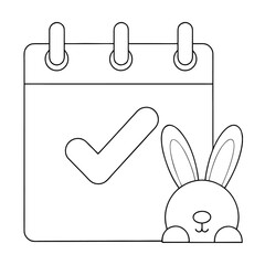 Calendar check mark with bunny ears outline