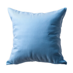 Soft light blue square pillow isolated on transparent background
