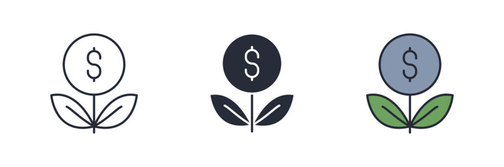 investment icon. Line, solid and filled outline colorful version, outline and filled vector sign. Idea Symbol, logo illustration. Vector graphics