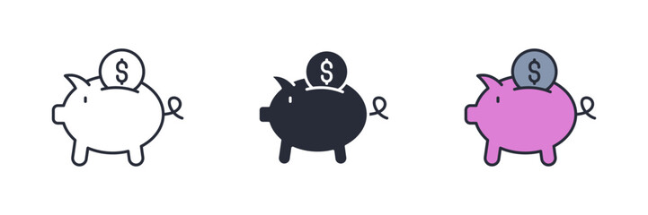 saving icon. Line, solid and filled outline colorful version, outline and filled vector sign. Idea Symbol, logo illustration. Vector graphics