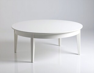 Elegant White Round Coffee Table on a White Background