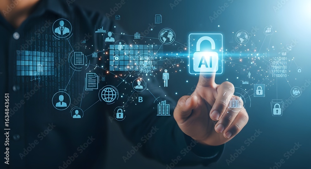 Poster ai cybersecurity solutions: artificial intelligence for data protection and cyber security
