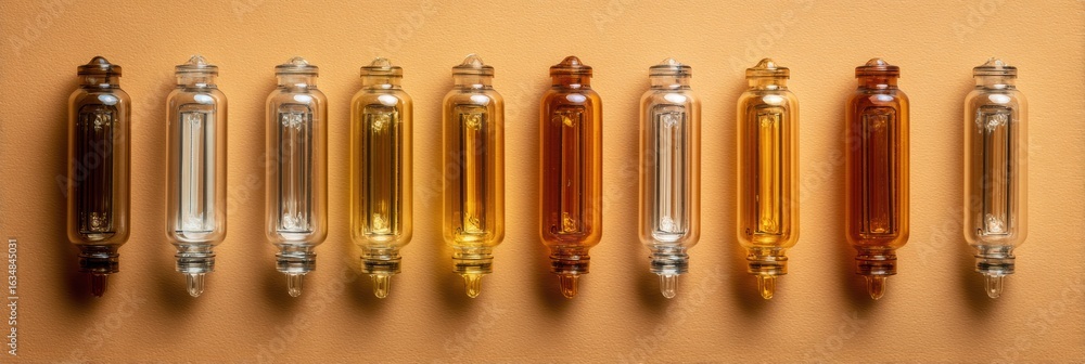 Poster daily ampoules arranged neatly in side layout with studio lighting