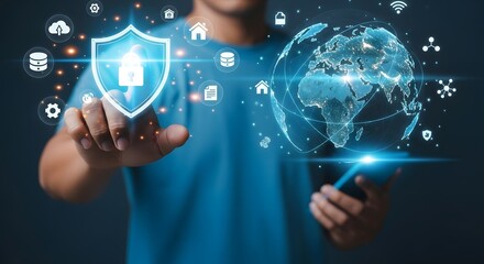 Data privacy and protection concept for cybersecurity technology and global network security