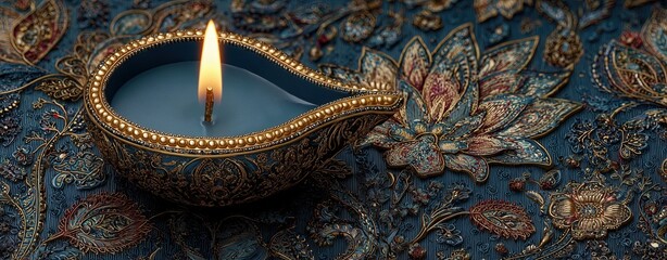 Happy Diwali festival of lights with decorative Diya lamp