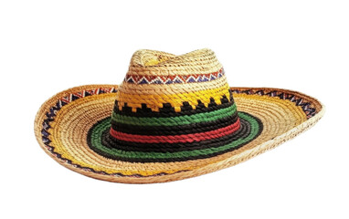 Mexican sombrero wicker hat on transparent background, png