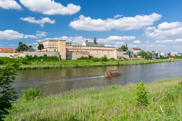 Krakow, Poland, summer landscape of Vistula river and Norbertine sisters monastery