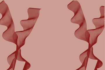 Abstract Red Wave Lines on White Background