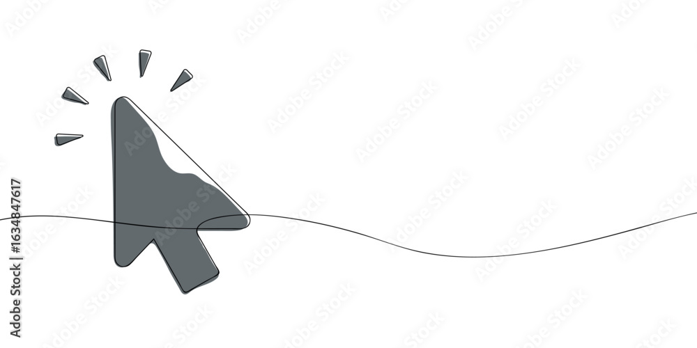 Poster single line drawing of a mouse cursor. colored continuous line click icon. vector illustration.