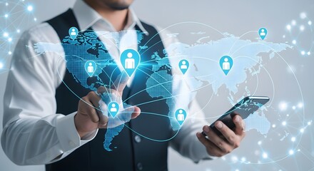 Global network connection concept for business international communication and technology