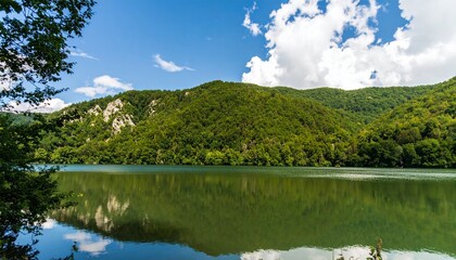 landscape with lake and mountains