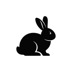 Obraz premium Black rabbit silhouette isolated on white background