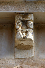 Romanesque corbel with human figure in El Salvador Church Pozancos Palencia © Agustin